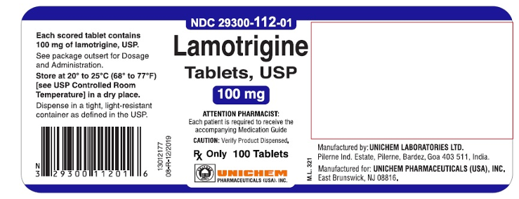 Lamotrigine Unichem 100mg 100 tabs